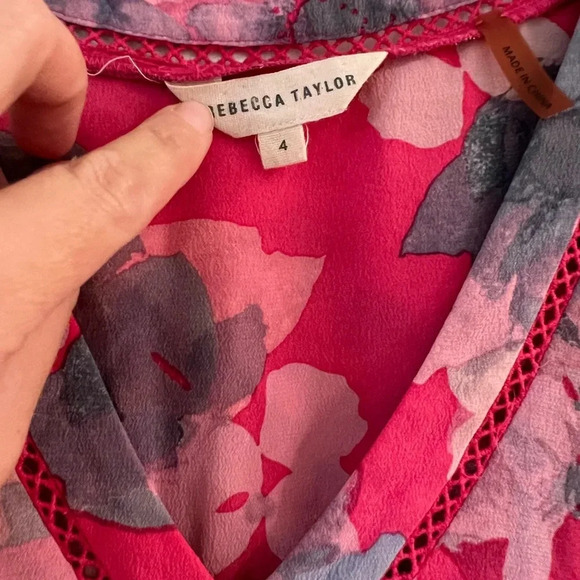 Rebecca Taylor Silk Pink Floral Top - Picture 4 of 7